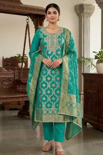 rama banarasi cotton ethnic partywear suit for girls