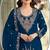 blue embroidered velvet fancy suit for girls