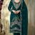 teal embroidered velvet fancy suit for girls