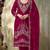 magenta embroidered velvet fancy suit for girls