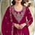 magenta embroidered velvet fancy suit for girls
