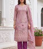 purple shimmer linen cotton ceremonial suit for girls