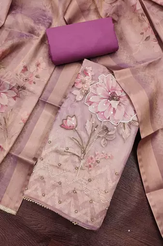 purple shimmer linen cotton ceremonial suit for girls