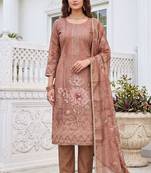 brown shimmer linen cotton ceremonial suit for girls