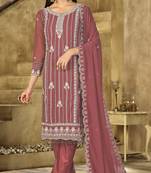 Dusty rose color salwar kameez for graceful embroidered ethnic salwar kameez