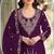 purple embroidered velvet fancy suit for girls