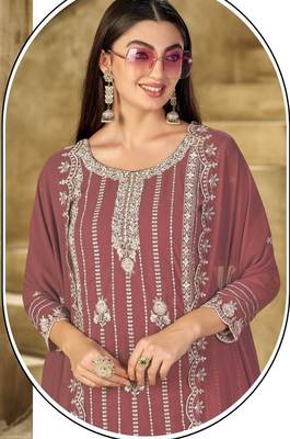 Dusty rose color salwar kameez for graceful embroidered ethnic salwar kameez 2