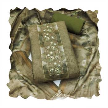 mehendi shimmer linen cotton ceremonial suit for girls 2