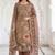 brown shimmer linen cotton ceremonial suit for girls