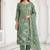 green shimmer linen cotton ceremonial suit for girls