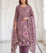 purple shimmer linen cotton ceremonial suit for girls