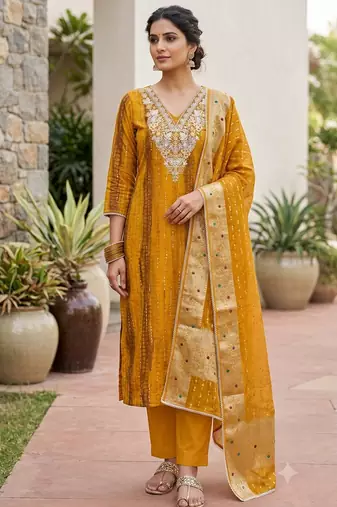 yellow modal cotton formal dress for girls