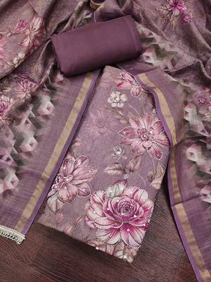 purple shimmer linen cotton ceremonial suit for girls 3