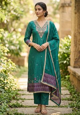 rama banarasi cotton ethnic partywear suit for girls 1