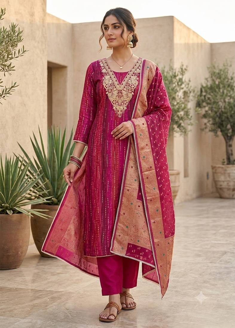 pink modal cotton formal dress for girls