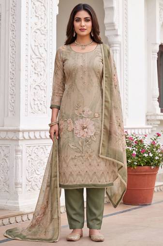 pista shimmer linen cotton ceremonial suit for girls