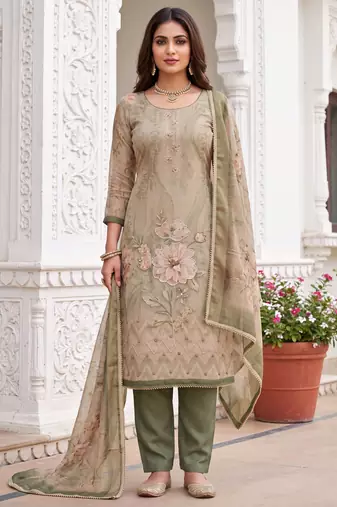 pista shimmer linen cotton ceremonial suit for girls