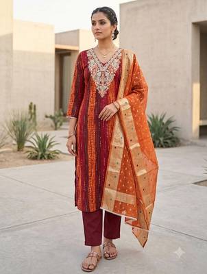 rust modal cotton formal dress for girls 1