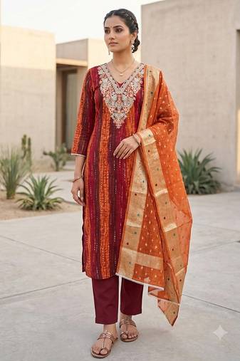 rust modal cotton formal dress for girls