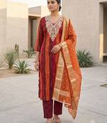 rust modal cotton formal dress for girls