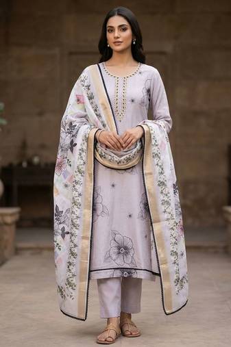 lavender modal cotton formal dress for girls