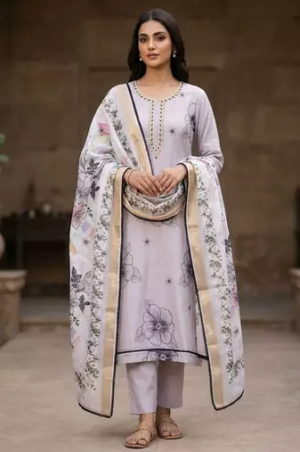 lavender modal cotton formal dress for girls