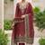 maroon banarasi cotton ethnic partywear suit for girls