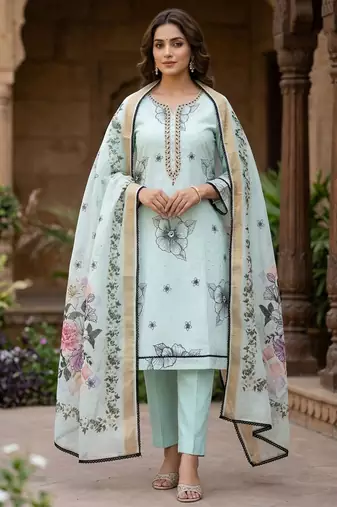 sea green modal cotton formal dress for girls