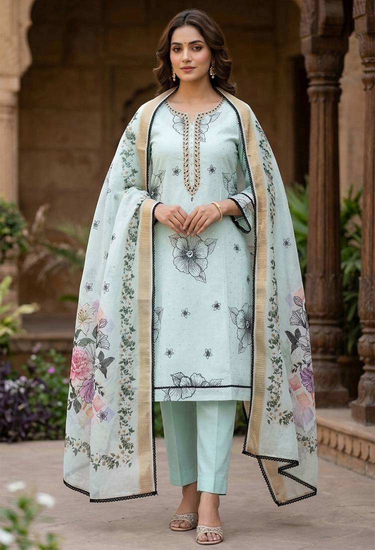 sea green modal cotton formal dress for girls