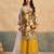 yellow chinon partywear suit