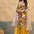 yellow chinon partywear suit