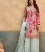 pink chinon partywear suit