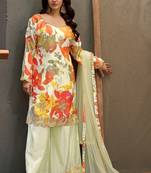 cream chinon partywear suit