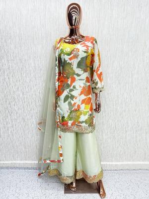 cream chinon partywear suit 4