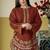 rust roman silk embroidered partywear suit for girls