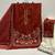 rust roman silk embroidered partywear suit for girls