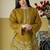 mustard roman silk embroidered partywear suit for girls