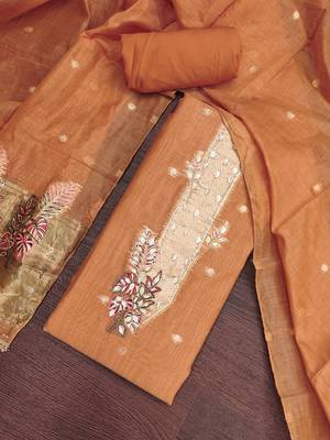rust banarasi cotton ethnic partywear suit for girls 2