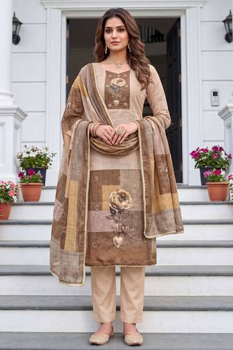 brown modal cotton handwork salwar kameez