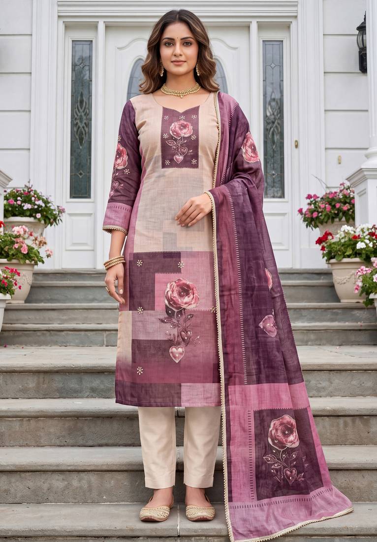 pink modal cotton handwork salwar kameez