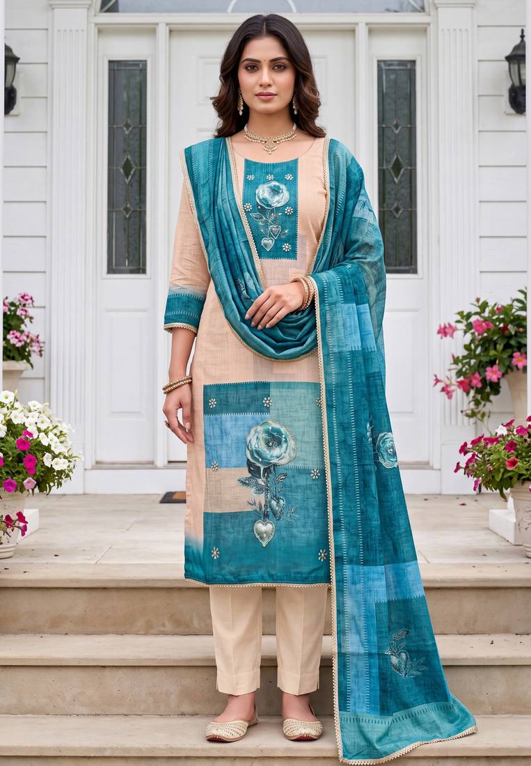 firozi modal cotton handwork salwar kameez