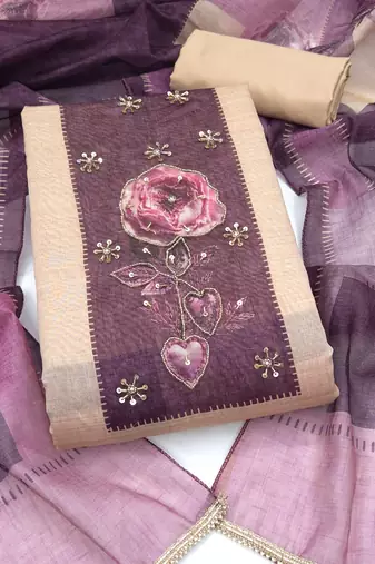 purple modal cotton handwork salwar kameez