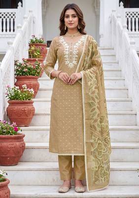 beige modal cotton handwork salwar kameez 1