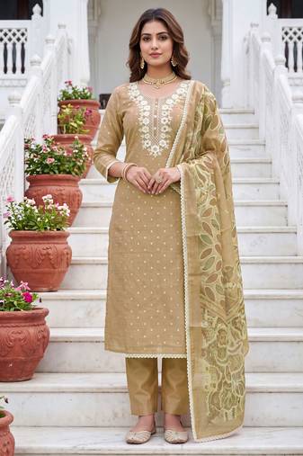 beige modal cotton handwork salwar kameez