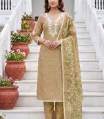 beige modal cotton handwork salwar kameez