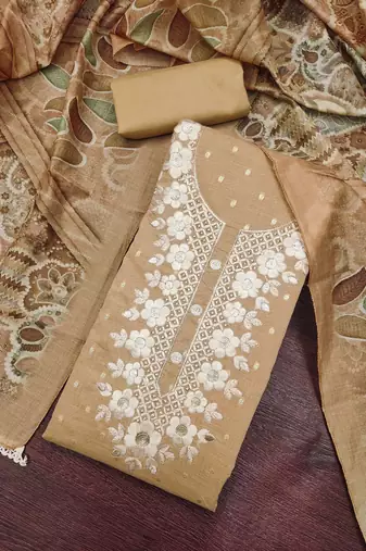 beige modal cotton handwork salwar kameez