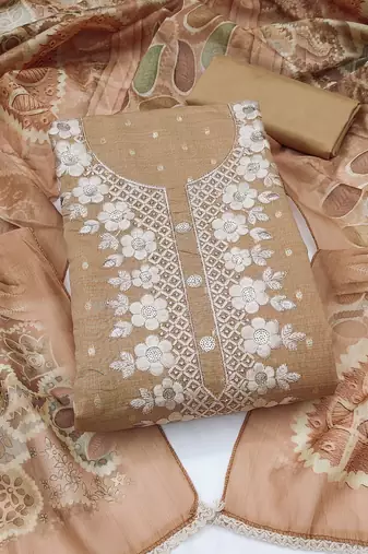 beige modal cotton handwork salwar kameez