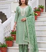 green modal cotton handwork salwar kameez