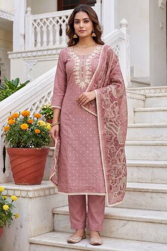 pink modal cotton handwork salwar kameez
