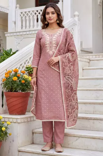 pink modal cotton handwork salwar kameez